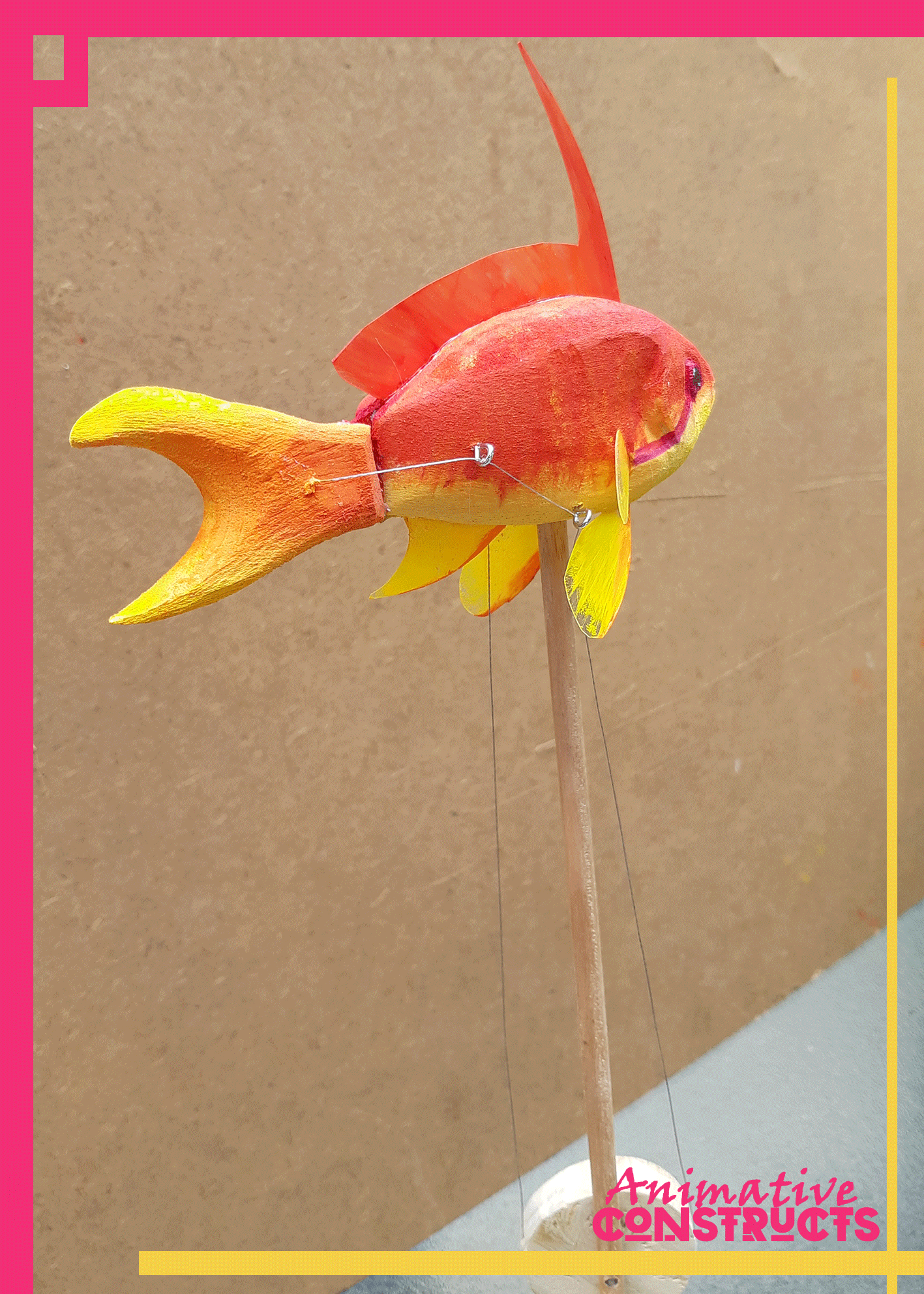 Male Orange Fairy Basslet Fish Rod Puppet