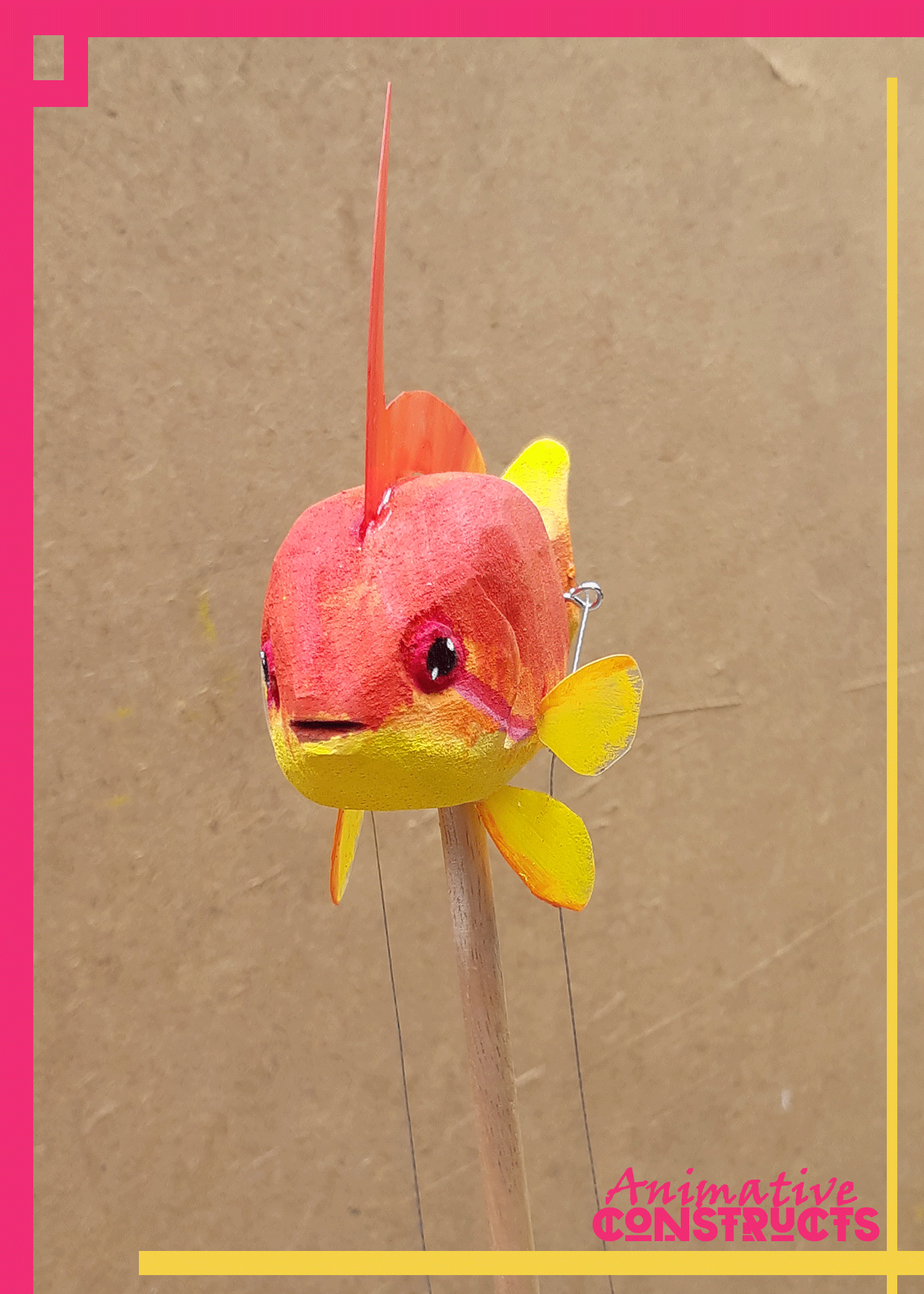 Male Orange Fairy Basslet Fish Rod Puppet
